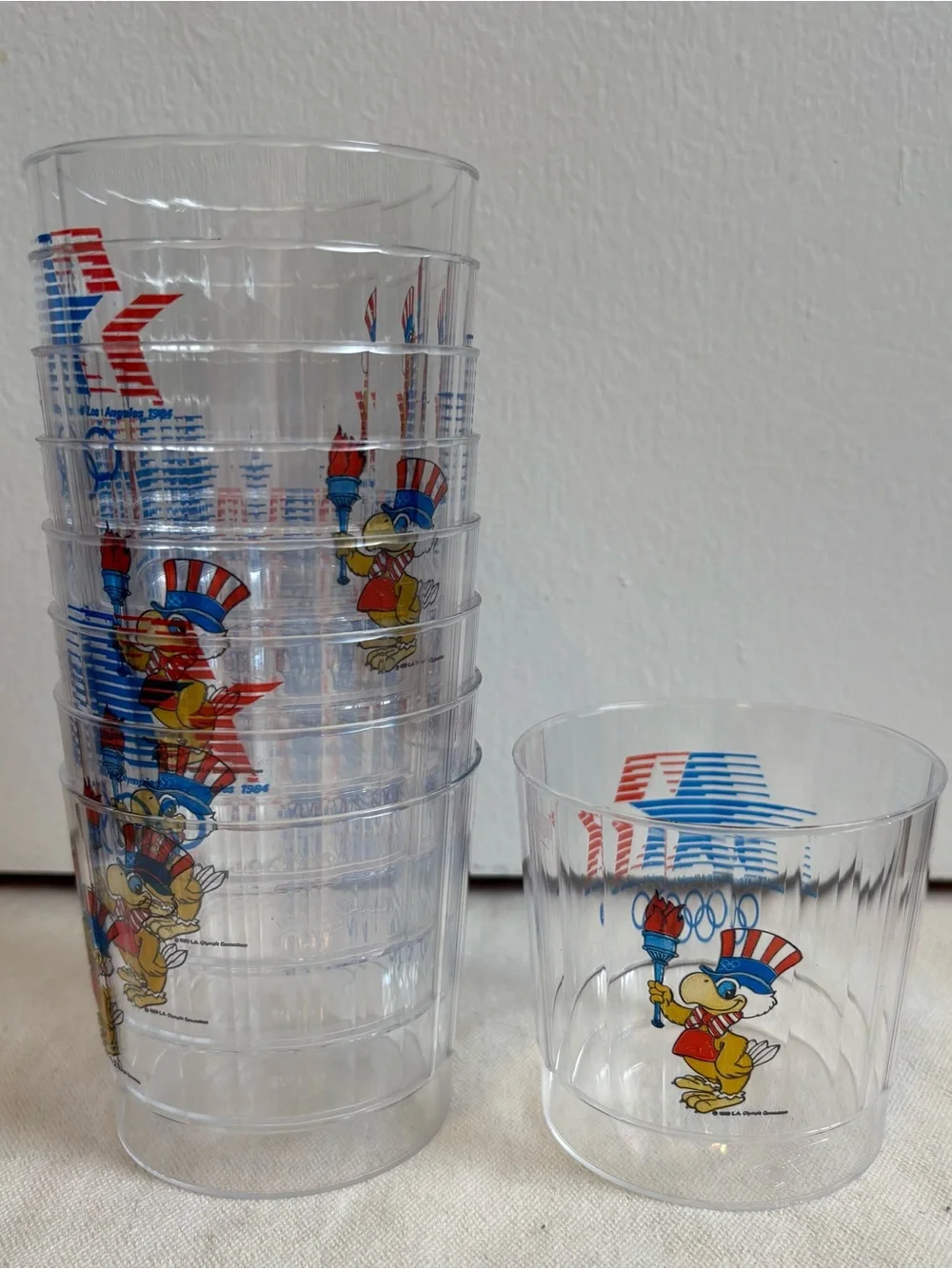 Vintage 1984 Olympics Plastic Party Cups with Sam the Eagle, Los Angeles